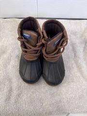 Sperry Unisex Kids Rain Boot Brown Black Lace Up Ankle Duck Style US 7M