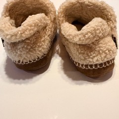 LL Bean Cozy Toddler Slipper Booties 9/10 Cream Faux Shearling Winter Outdoor