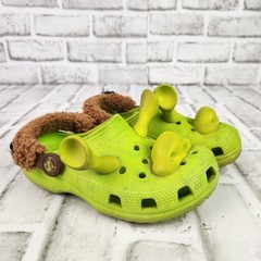Crocs x Dream Works Shrek Classic Clogs Kids Size 13 Lime Green Ears Shoe Casual