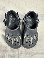 Crocs Kids J1 Black Panther Wakanda Forever Clog Black Purple Spikes Marvel Edit