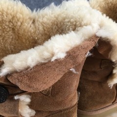 UGG Boots Youth 6 Bailey Button Shearling Brown Round Toe Ankle Top SN 5991