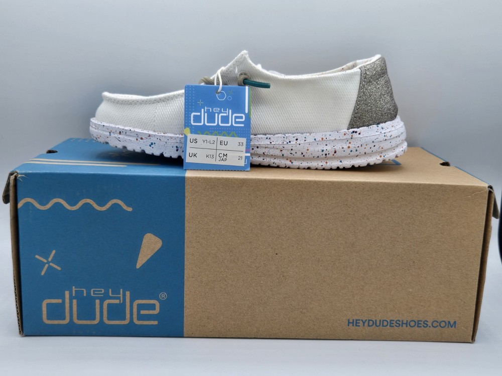 Hey Dude Wendy Youth Disco White EU 33 US Youth 1 – New with Box