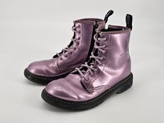 Dr. Martens 1460J Pink Patent Leather Glossy Combat Boot Unisex Kids Size 4