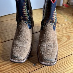 Ariat Derby Monroe Tan Kids Western Boots with Wiggle Room Size 2