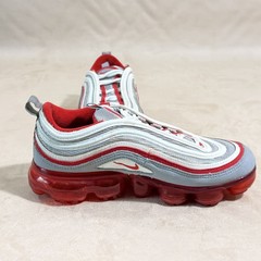 EUC Nike Air VaporMax 97 Metallic Silver Red Gray Suede BV1153-002 5Y Womens 6.5