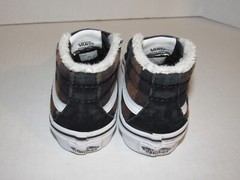Vans Sk8 Mid Hook & Loop Black Suede Flannel Fur Shoes Kids Toddler Size 11.5