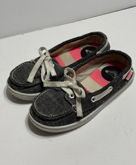 ROXY Schooner Black Denim Casual Boat Deck Loafers Youth Girl’s Shoe Sz 12