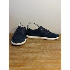 Kids Blue Olukai Slip On Canvas Shoes Red Laces