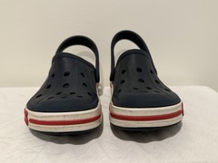 Crocs Classic Clogs w/Heel Strap – Navy, Red & White w/Logo – Toddler Size 10