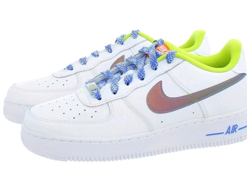 Kid’s Nike Force 1 LV8 White/Multi-Color-Medium Blue (DQ7768 100)