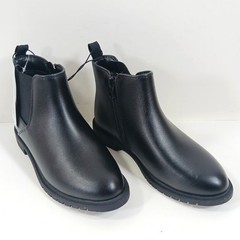 Cat & Jack Kids Black Chelsea Ankle Boots Side Zip Faux Leather Size 1 NEW