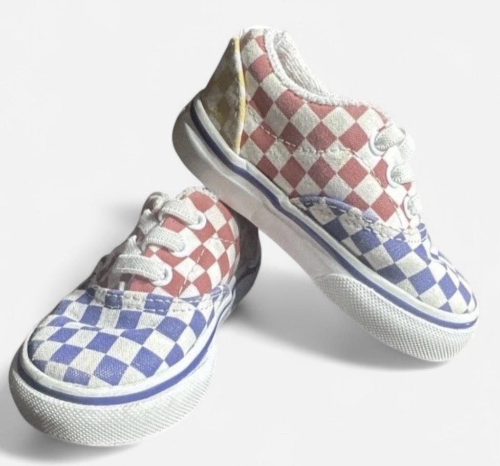 Vans Old Skool Checkerboard Toddler Size 4 Multicolor Red Blue Yellow Shoes
