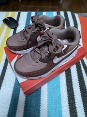 Nike Air Max 90 LTR PS Brown Pink White Leather Kids Athletic Shoes Size 11C