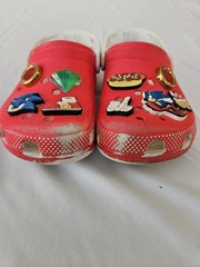 Crocs Kids Sonic The Hedgehog Clogs Red Shoes Junior Size J1 With Custom Jiblets