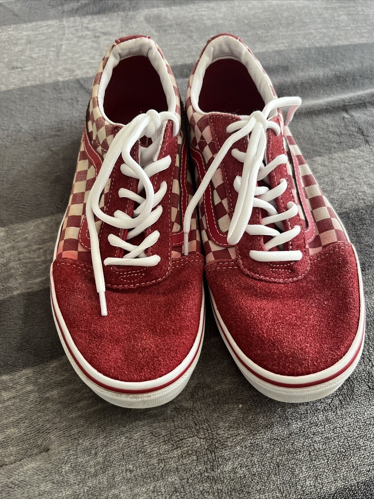Vans Off the Wall Red Checked Lace-Up Low Top Sneakers Youth Size 6.0Women’s 7.5