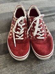 Vans Off the Wall Red Checked Lace-Up Low Top Sneakers Youth Size 6.0Women’s 7.5