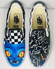 VANS Classic Slip-On KPOP Demon Hunters Derpy Cat Checkered Unisex Kids 5.0