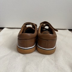Cat & Jack Boys Faux Leather Hook & Loop Low Top Sneakers Brown Navy Laces 9