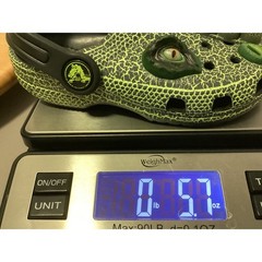 Crocs Clogs Kids Size C9 Green Dinosaur 3D Eyes Spikes Reptile Print Slip On