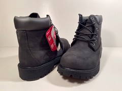 Timberland, Premium 6 In Waterproof Boot, Black Nubuck, Junior’s Size 5.5, 12907