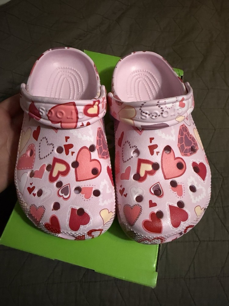 Crocs Crocs Classic Heart Print Clog Pink/Red/White Unisex Kids US 1 Slip On