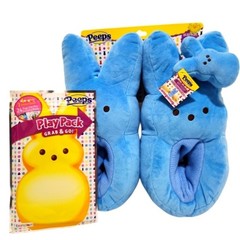 Kids Blue Easter Peeps Plush Slippers, Wristlet & PlayPack M(13-1)