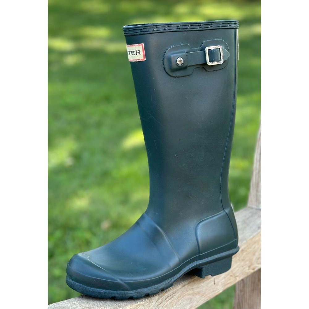Hunter Unisex Dark Green Rain Boots Kids Boys sz 2 & Girls sz 3 (S1913)