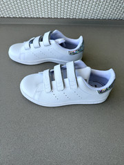 ADIDAS STAN SMITH CF C White w/Silver Leather Lifestyle, Size 2.5, NEW