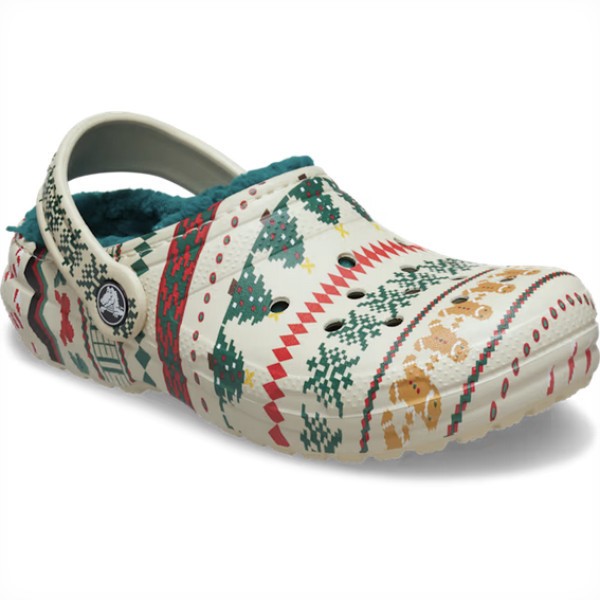 NEW Crocs Kids‘ Sizes C11-J6 Classic Lined Fair Isle Clog – Bone/Multi