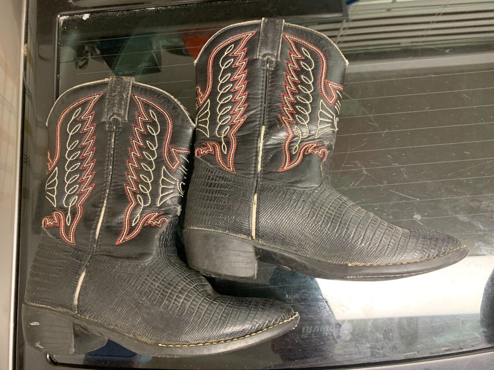 Durango Black Lizard Print Cowboy Boots Youth Size 2 Style BT840