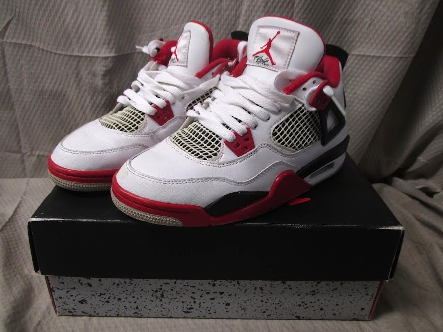 Jordan 4 Retro GS Fire Red Sneakers 408452-160 | Youth Size 6.5