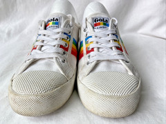 Gola Classics Coaster Rainbow White Canvas Sneakers Vegan Boho Size 5