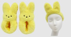 Peeps Marshmallow SLIPPERS Kids Easter Blue Plush Bunny PEEPS sz 13-1 NEW