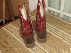 Old West BSC1889 Burgundy Leather Pull On Square Toe Western Boots Kids US 1.5 D