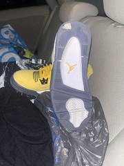Jordan 4 Retro Yellow Black White Suede Unisex Kids Sneaker 6Y 408452-700