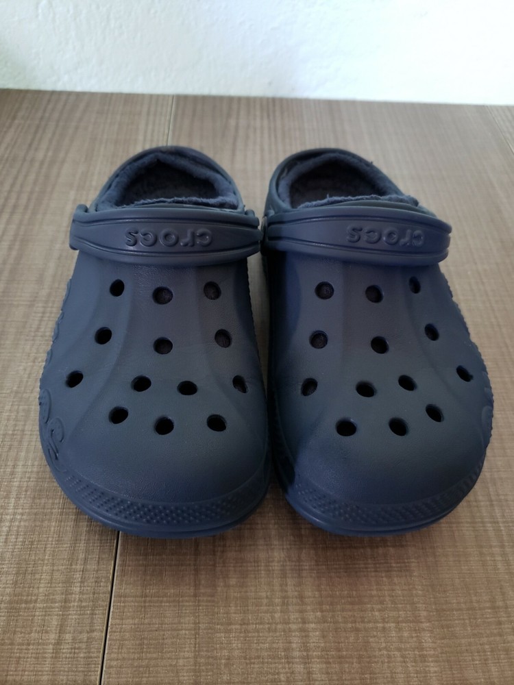 Crocs Winter Faux Fur Unisex Baya Navy Lined Clog Size Kids Juniors 1