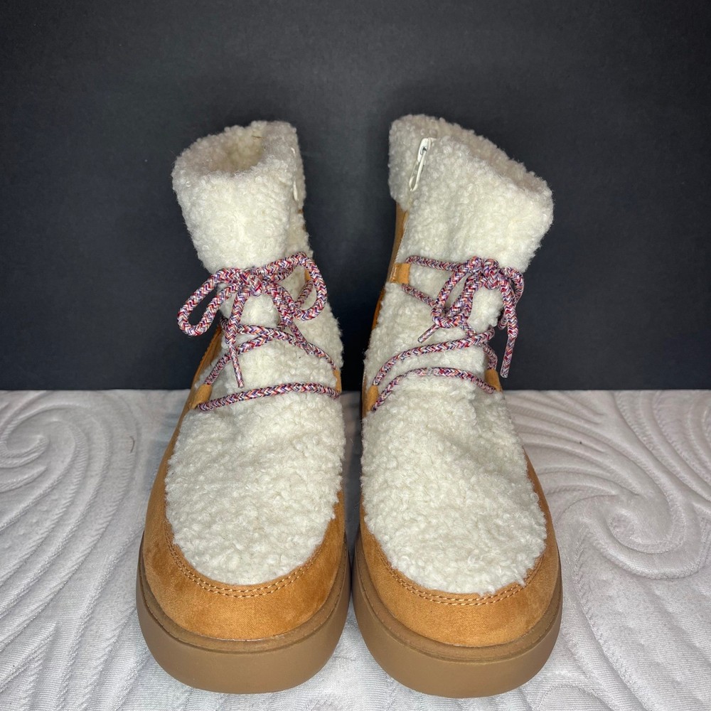 Cat & Jack Arya Kids Cognac Faux Shearling Winter Boots Size 5 NEW