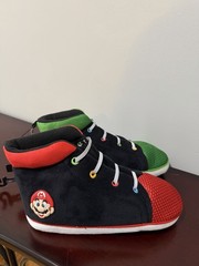 Ground Up Super Mario Mario & Luigi Lace-Up Slippers Kids US 6 Black/Red/Green