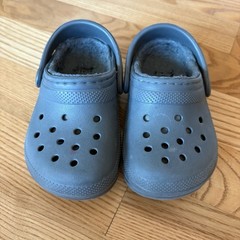 Crocs Classic Lined Clogs Shoes Faux Fur Gray Comfort Toddler Childrens Size 6