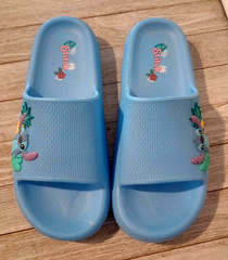 Disney Lilo & Stitch Youth Size 4 Blue Sandal Slides