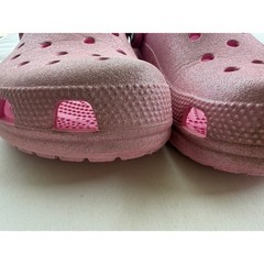 Crocs Classic Clog Pink Glitter Sparkle Slip On Shoes Kids Junior Size J4