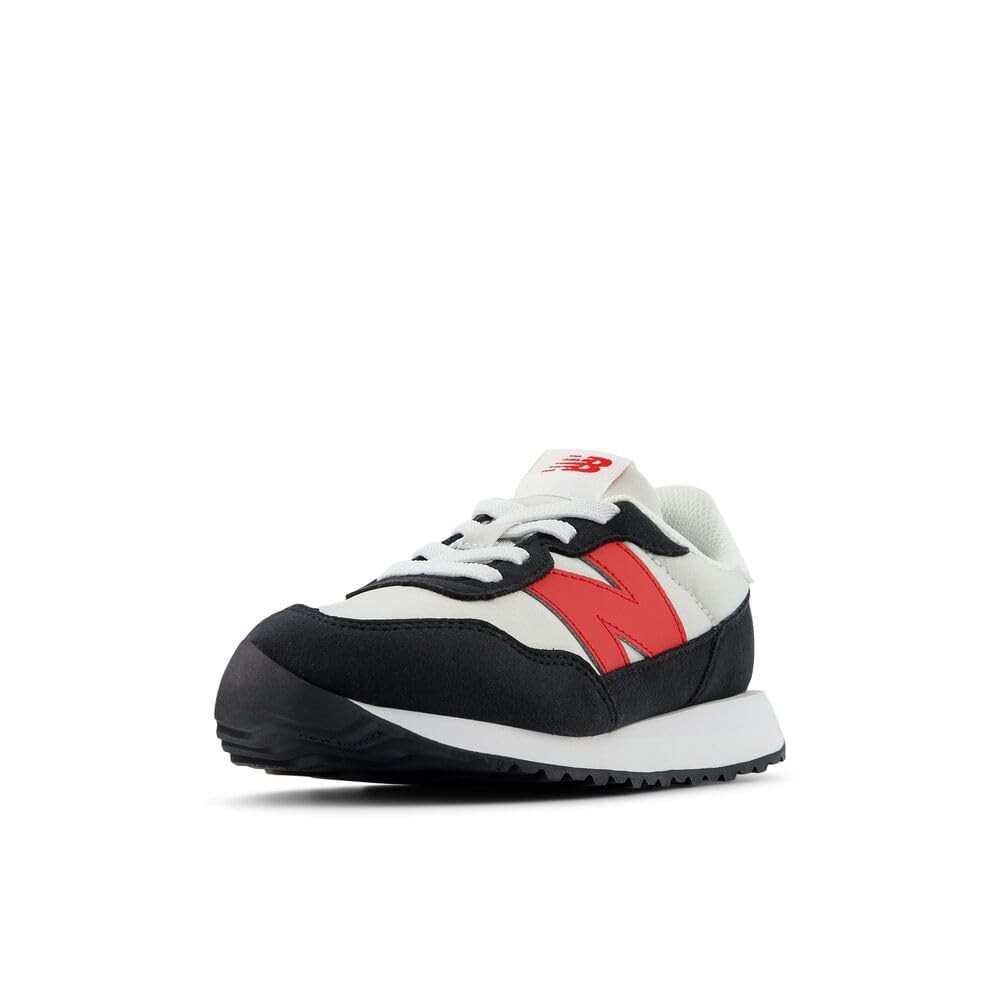New Balance Kid’s 237 V1 Bungee Sneaker, 3 Wide Infant, Grey Matter/True Red