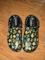 UNISEX KIDS MINECRAFT THEMED CLOGS Creeper Black Green Croc Type Sz 13