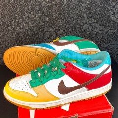Nike Dunk Low Free 99 White/Lt Chocolate/Roma Green Leather Sneaker 6.5Y