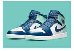 Nike Air Jordan 1 Mid Navy Blue Mint Green GS BOYS GIRLS 554725- 413 SEAFOAM NEW
