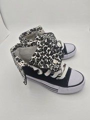 Collection’O Kids Lace Up Fashion Sneaker White, Grey, Black, Leopard Size 11