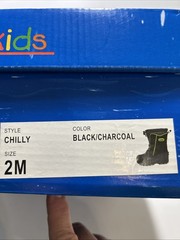 Totes Chilly Boots child size 2M Black/charcoal Waterproof Insulated New w Box