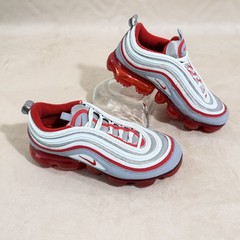 EUC Nike Air VaporMax 97 Metallic Silver Red Gray Suede BV1153-002 5Y Womens 6.5