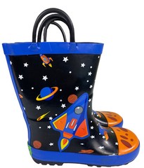 Rainbow Daze Outer Space Rainboots Sz 11/12 Pull On Galaxy Waterproof Shoe