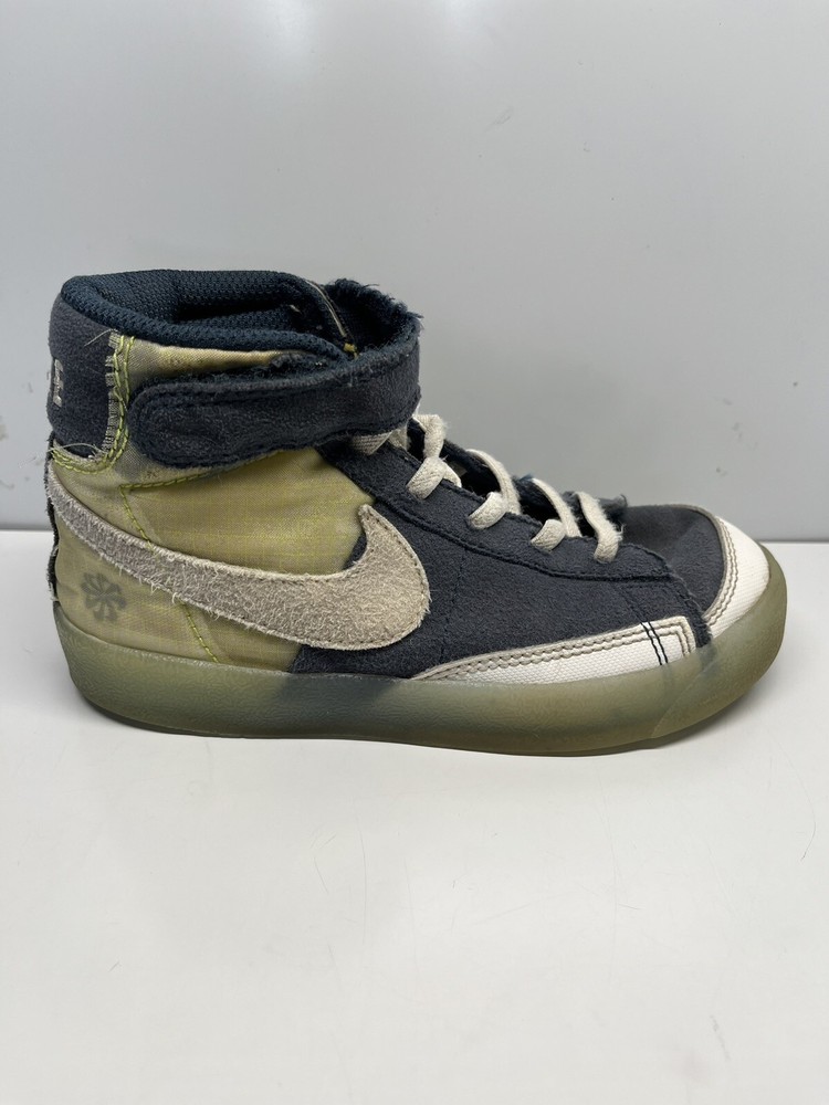 Nike Blazer Mid ‘77 Kids 12C Navy/White/Gray Hook And Loop DH9822-400 (L12)